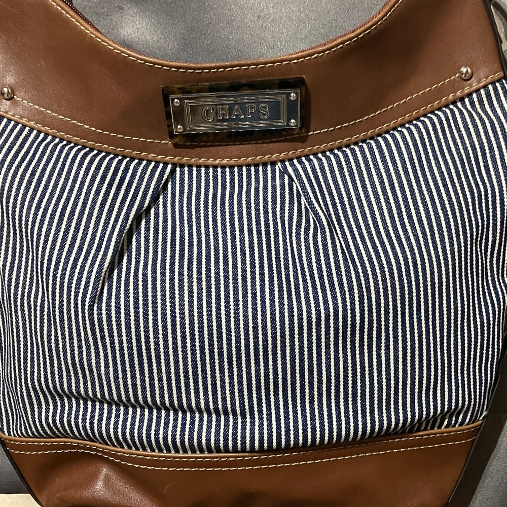 Chaps Brown and Blue Striped Shoulder Bag